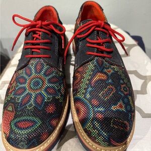 NWOT Unisex Colorful Patterned Leather Lace-Up Shoes